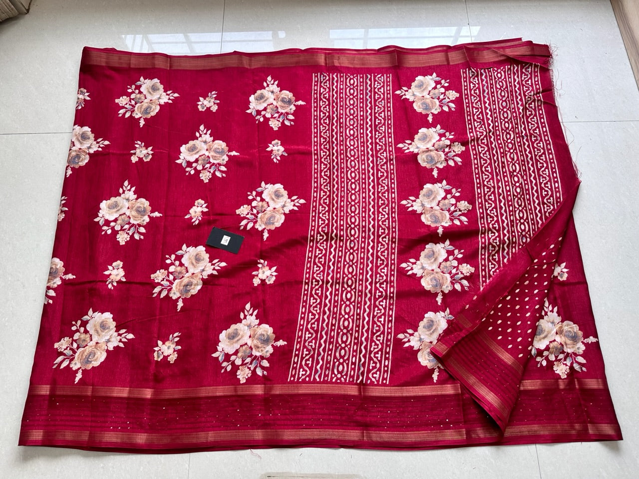 Digital Printed Soft Semi Dola Silk Saree with Sequence Border