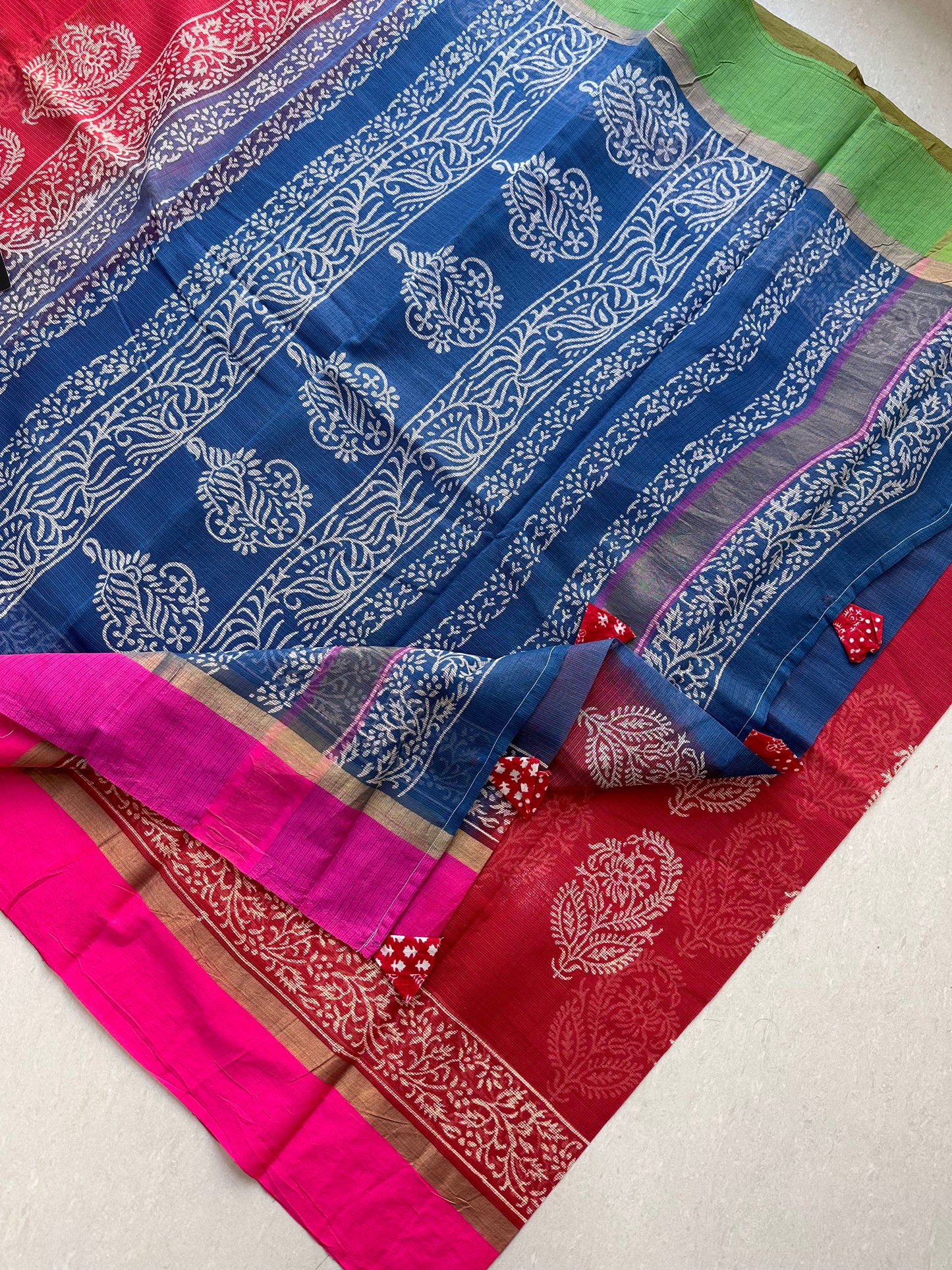 Pure HandBlock Printed Kota Cotton Doria Saree