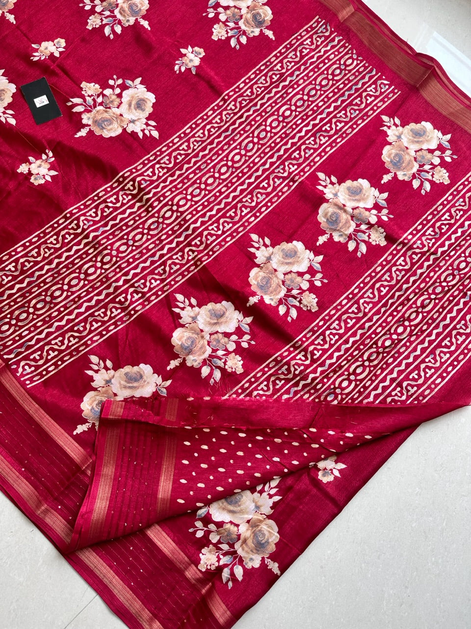 Digital Printed Soft Semi Dola Silk Saree with Sequence Border