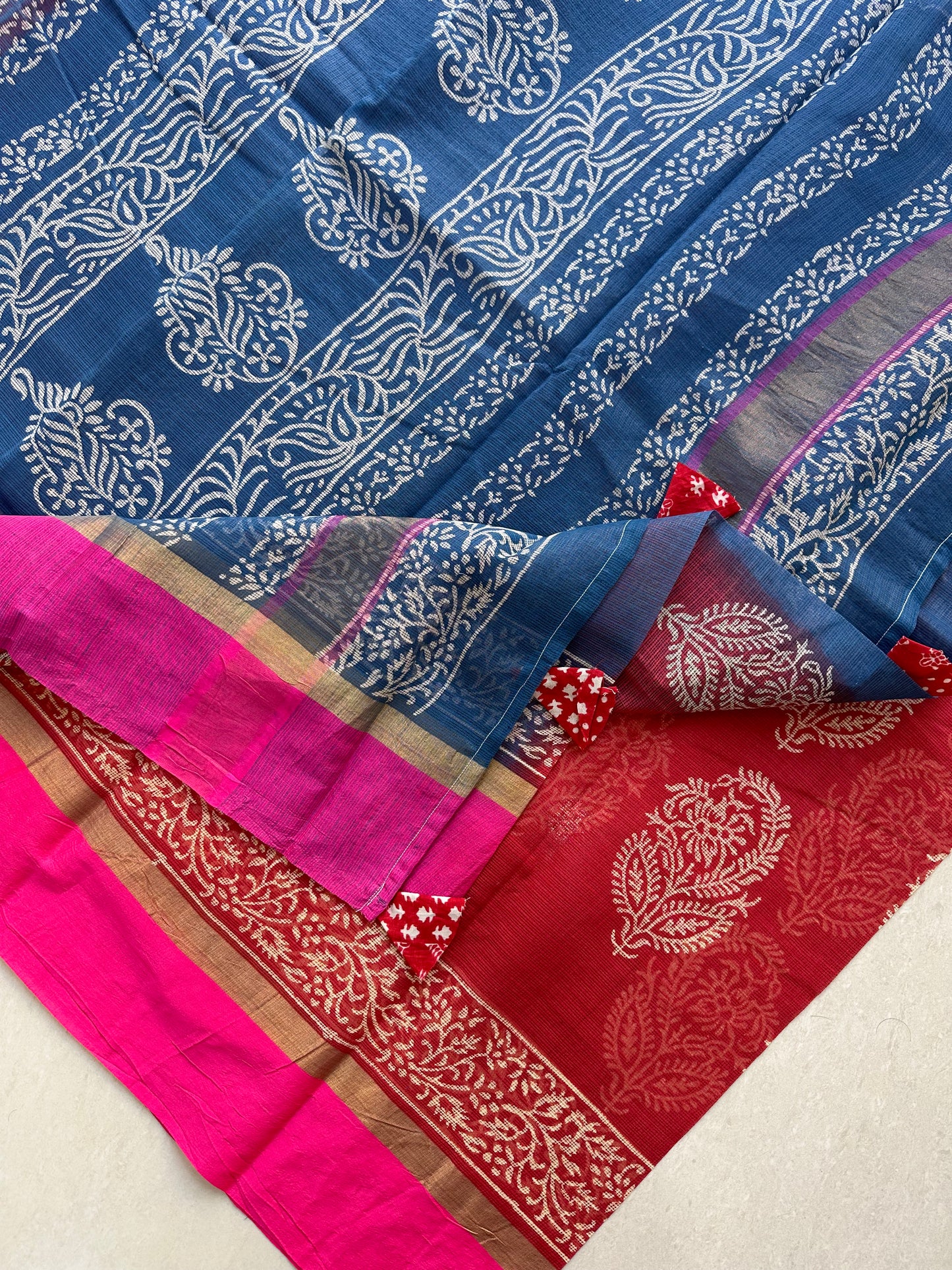 Pure HandBlock Printed Kota Cotton Doria Saree