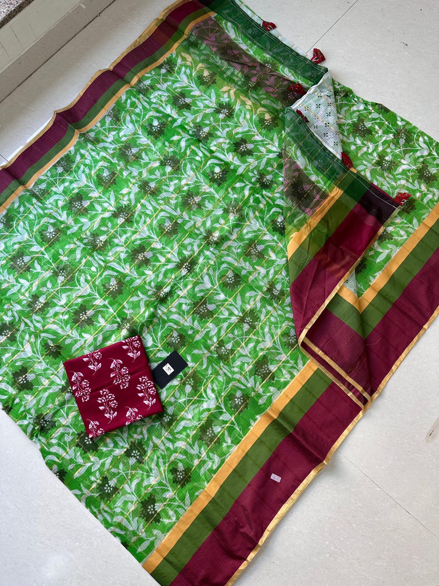 Pure HandBlock Printed Kota Cotton Doria Saree