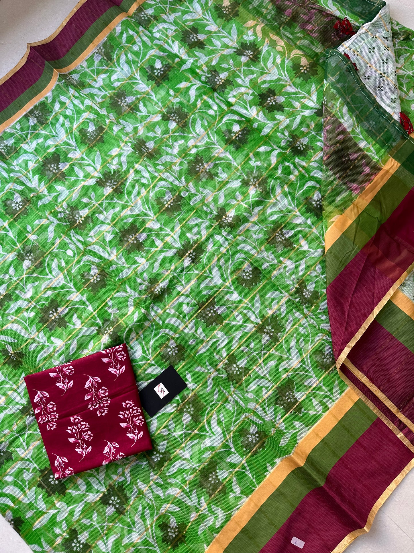 Pure HandBlock Printed Kota Cotton Doria Saree