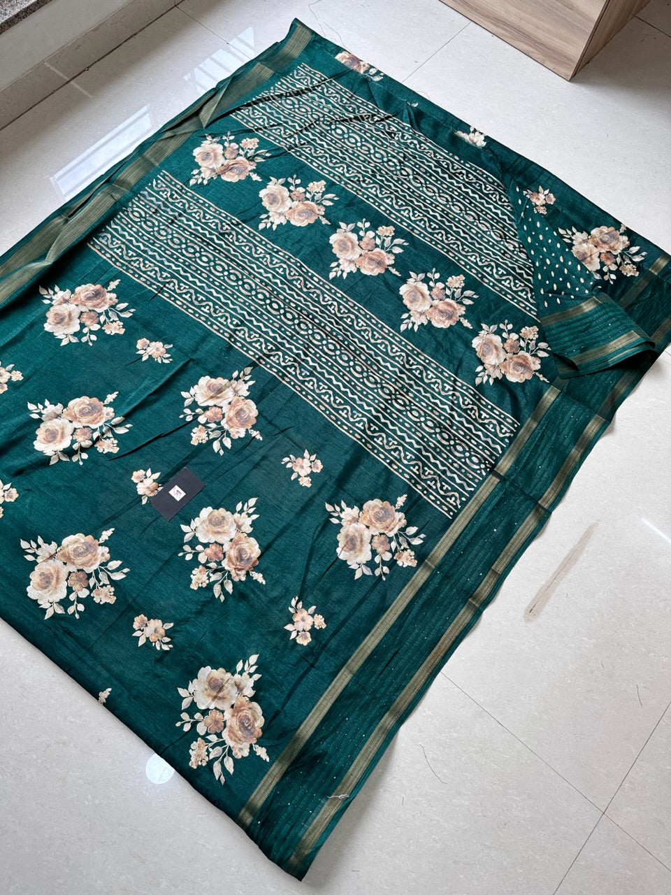 Digital Printed Soft Semi Dola Silk Saree with Sequence Border