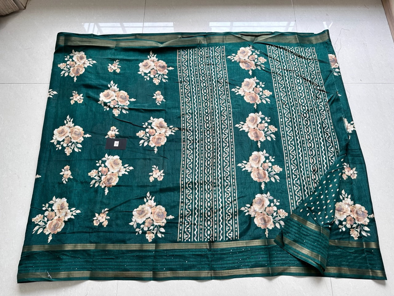 Digital Printed Soft Semi Dola Silk Saree with Sequence Border