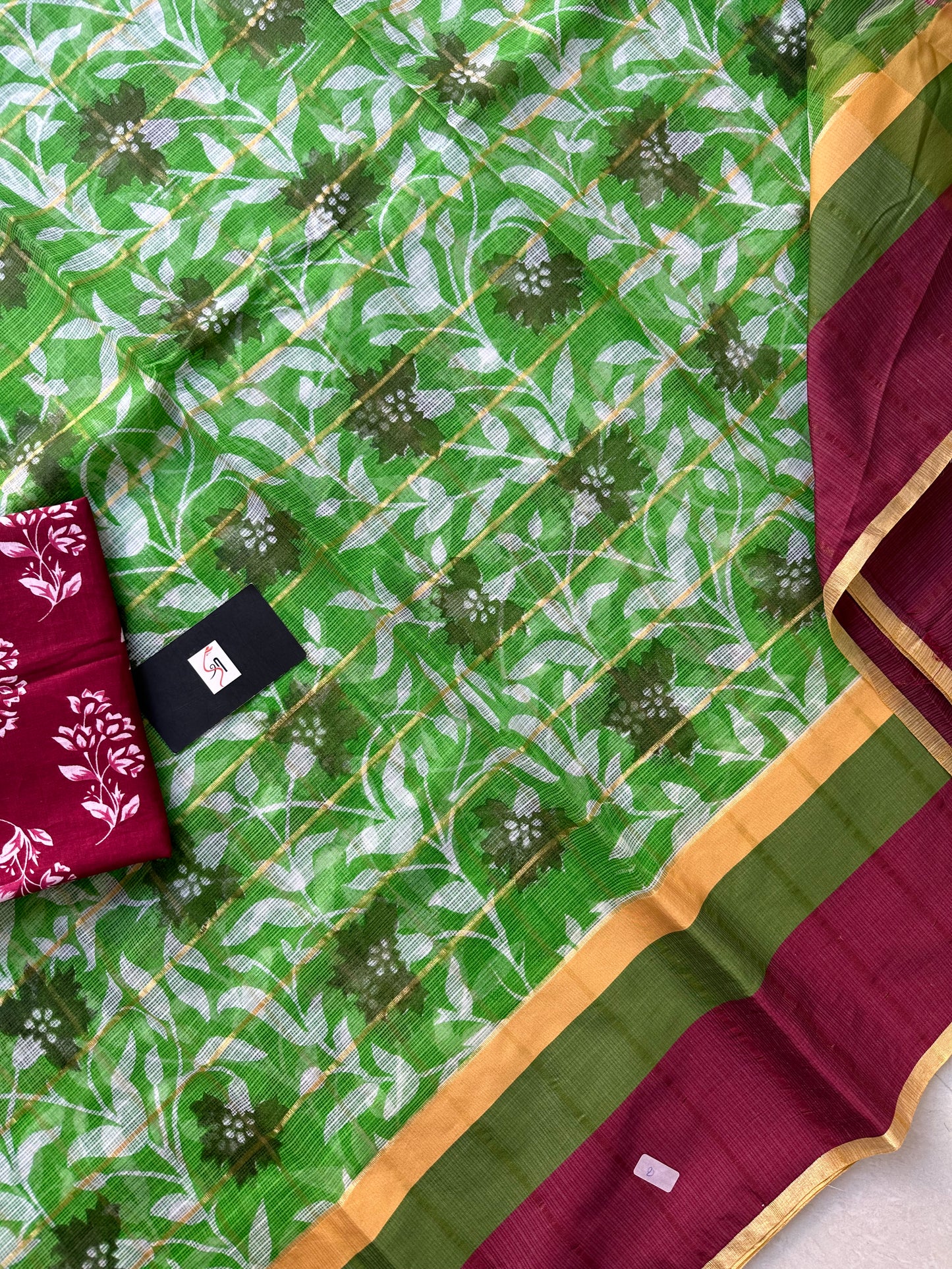 Pure HandBlock Printed Kota Cotton Doria Saree