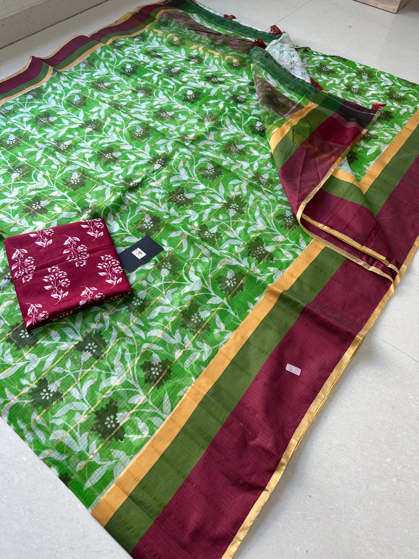 Pure HandBlock Printed Kota Cotton Doria Saree