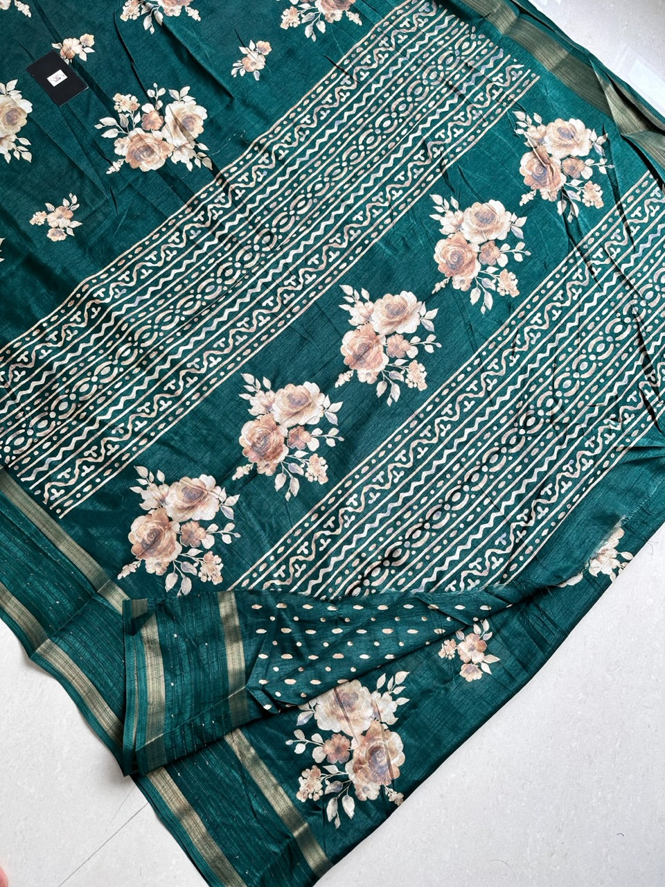 Digital Printed Soft Semi Dola Silk Saree with Sequence Border