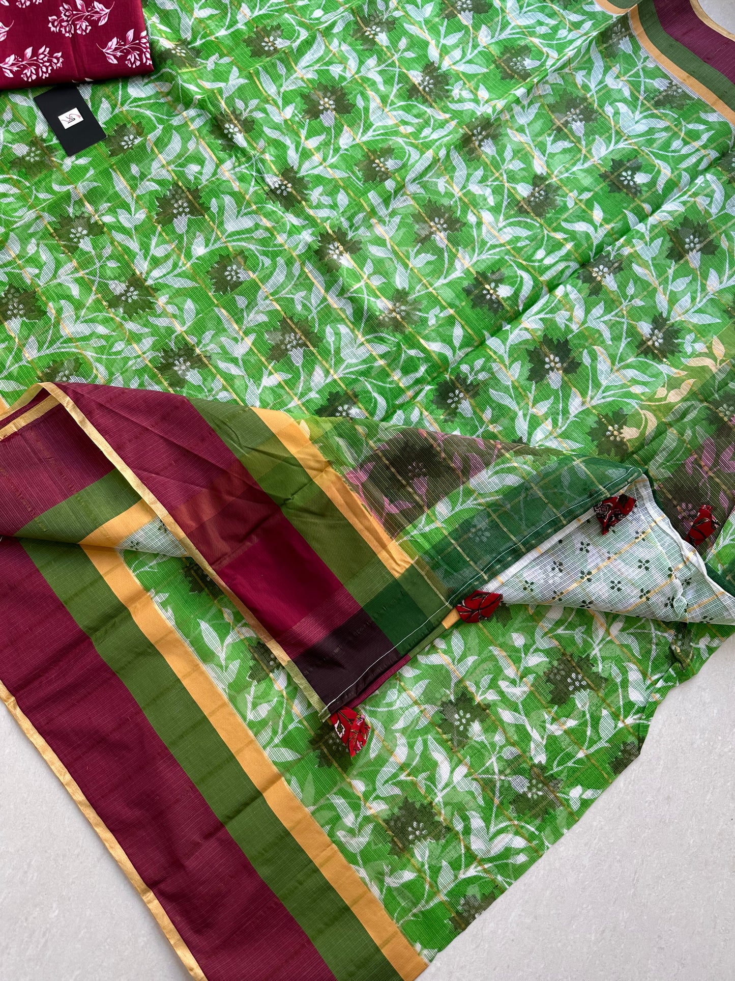 Pure HandBlock Printed Kota Cotton Doria Saree