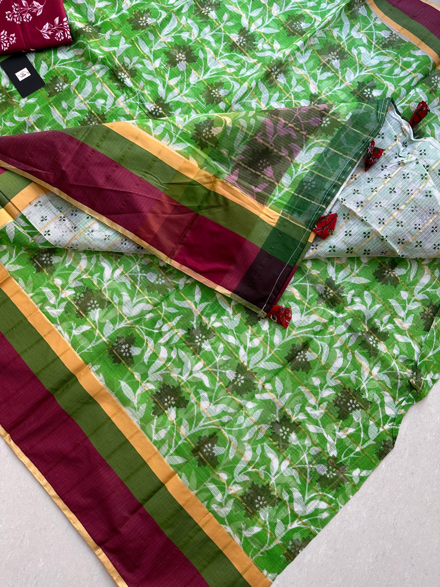 Pure HandBlock Printed Kota Cotton Doria Saree