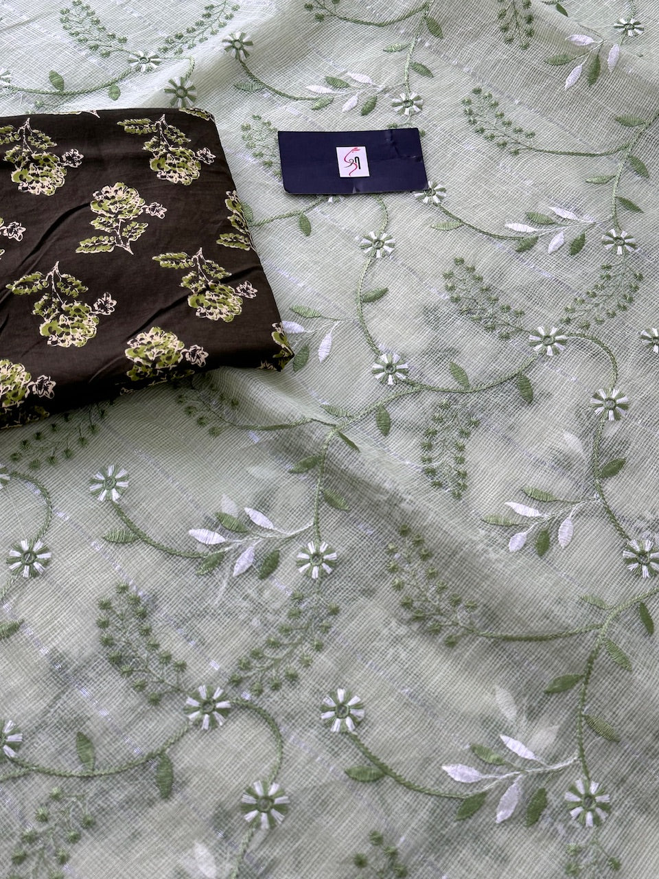 Embroidered Kota Cotton Doria Saree