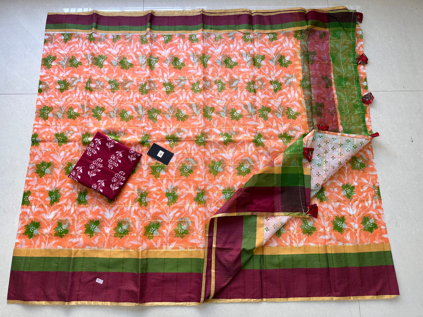 Pure HandBlock Printed Kota Cotton Doria Saree