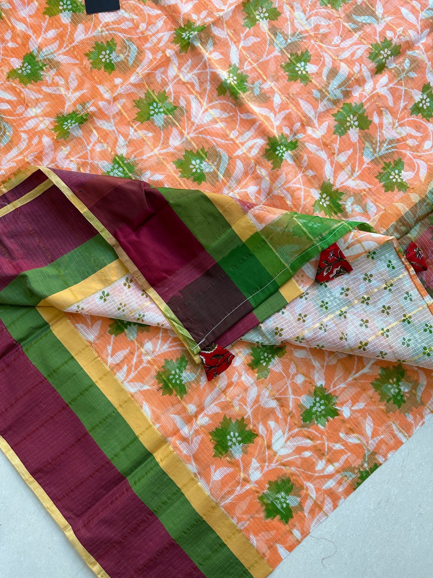 Pure HandBlock Printed Kota Cotton Doria Saree