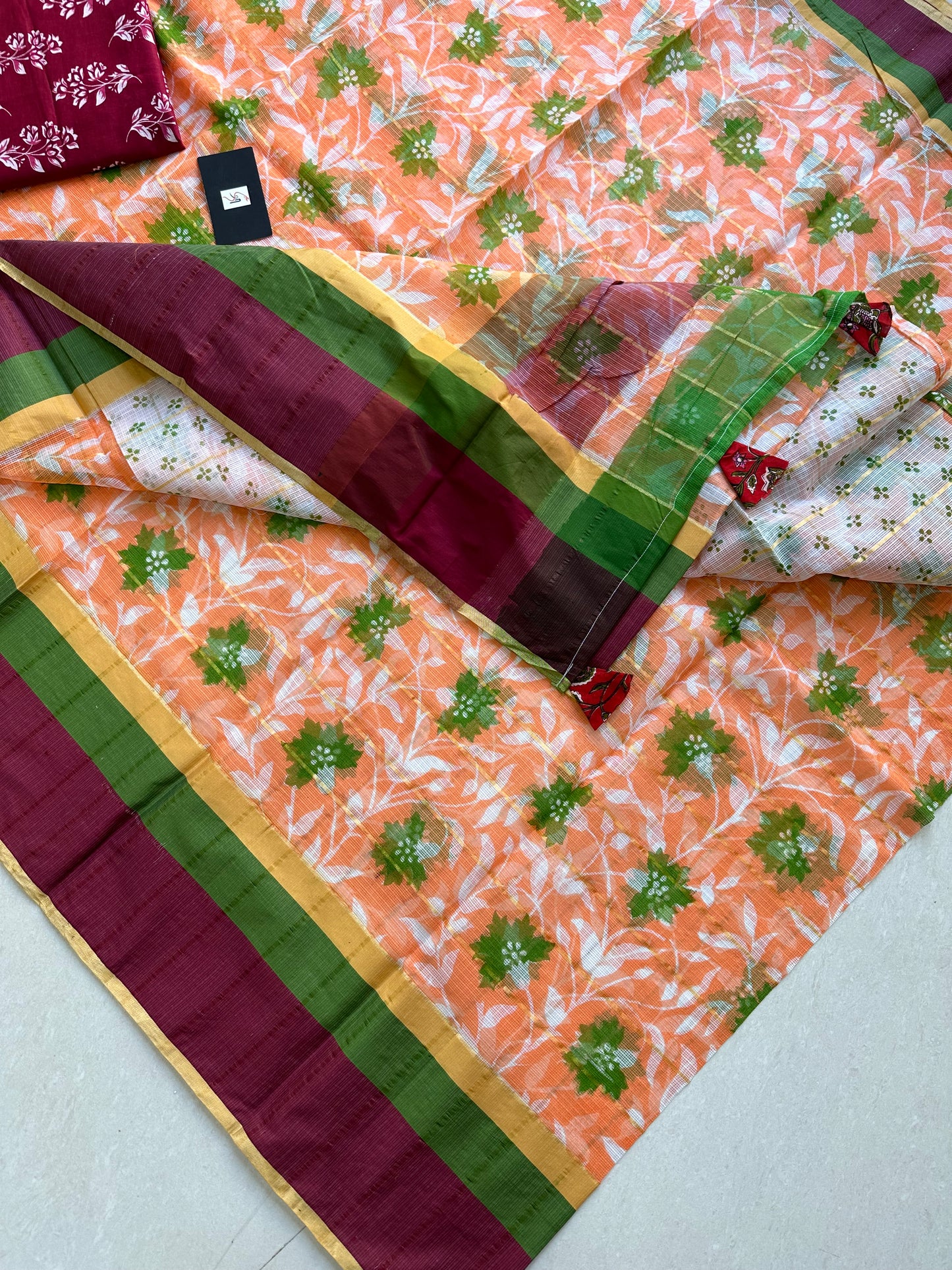 Pure HandBlock Printed Kota Cotton Doria Saree