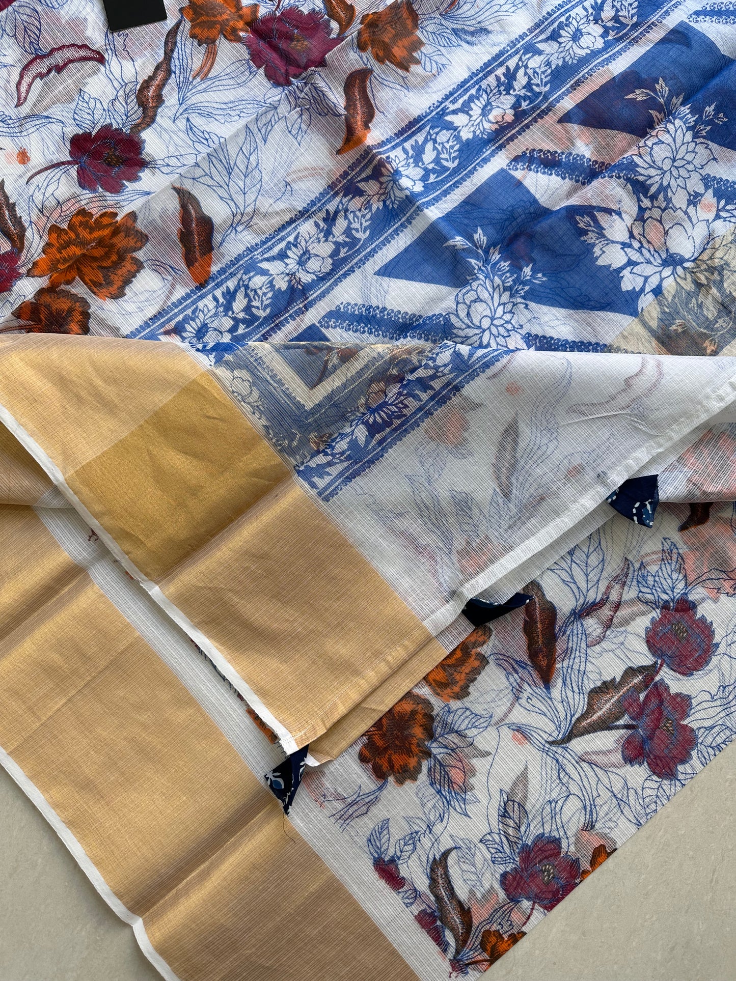 Pure HandBlock Printed Kota Cotton Doria Saree