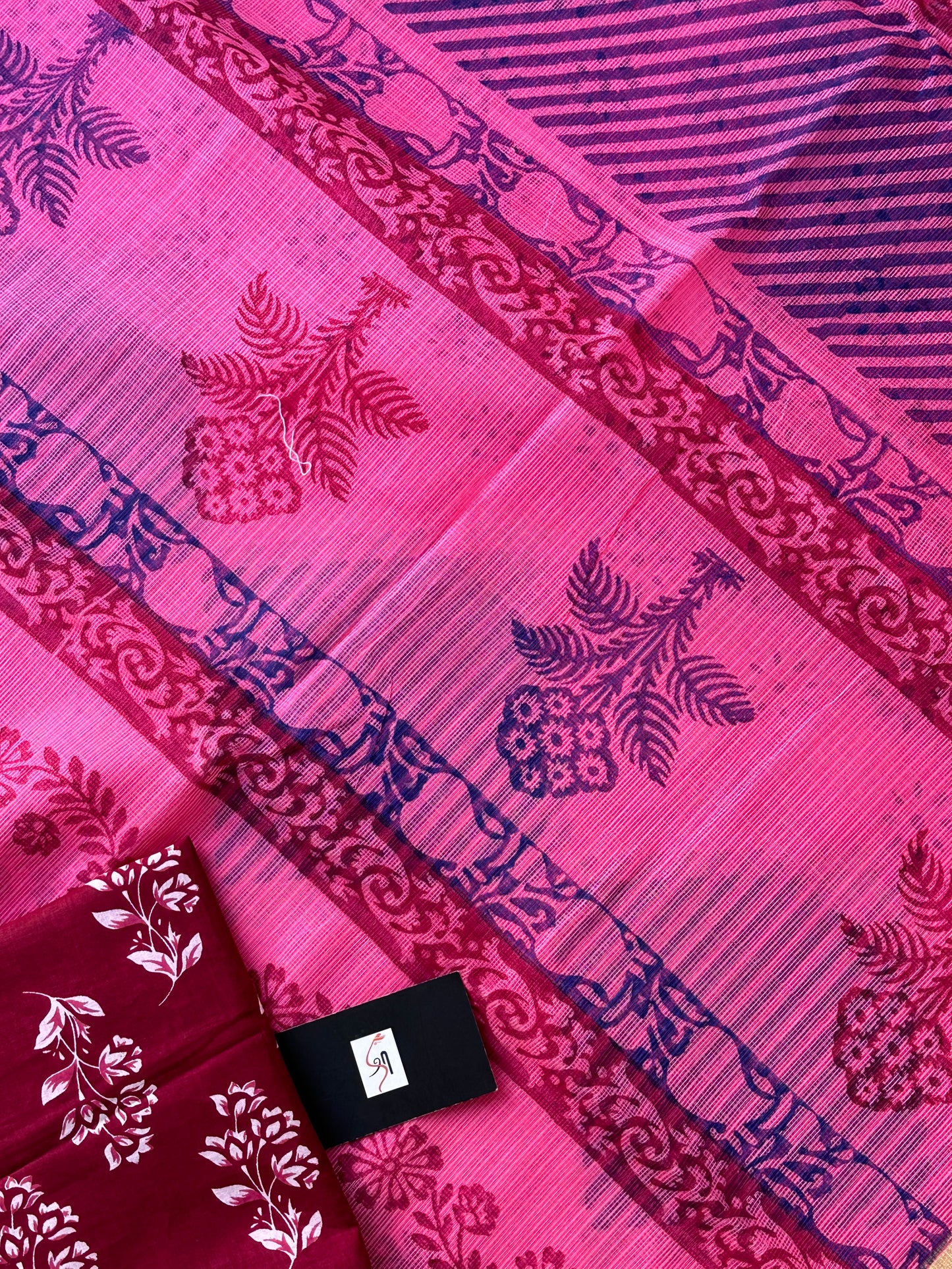 Pure HandBlock Printed Kota Cotton Doria Saree