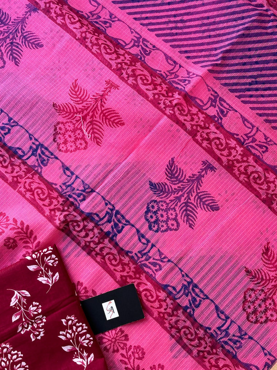 Pure HandBlock Printed Kota Cotton Doria Saree