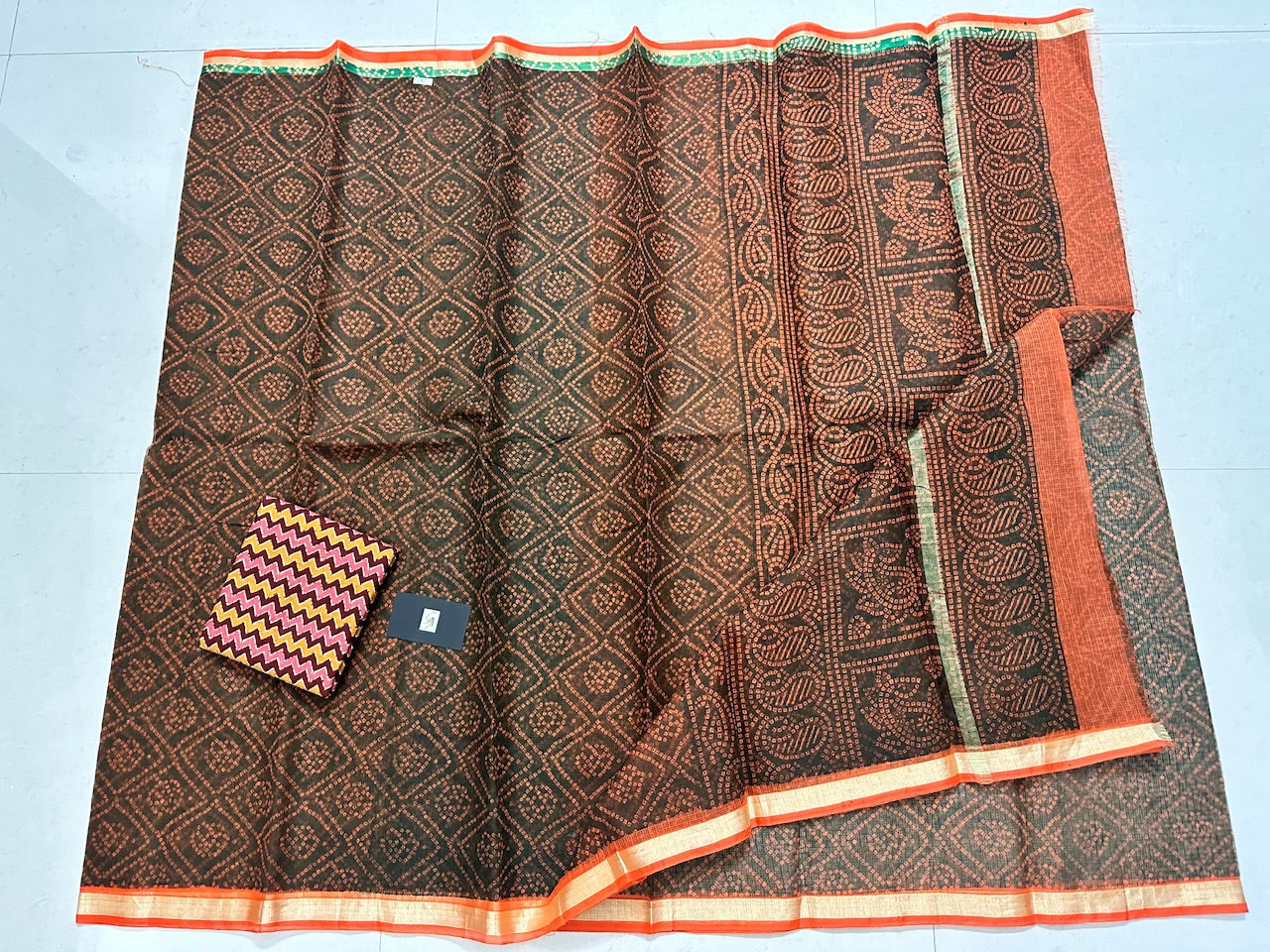 HandBlock Bandhini Printed Kota Cotton Doria Saree