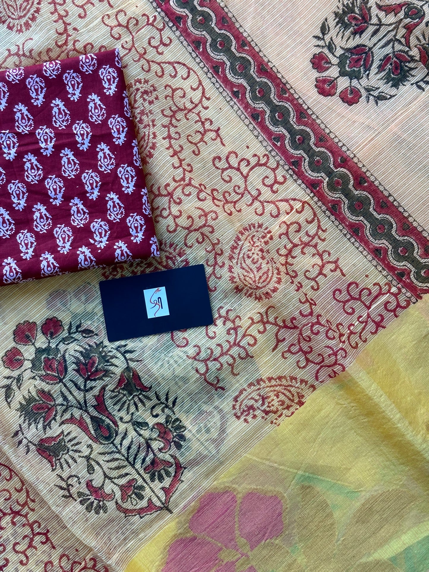 Pure HandBlock Printed Kota Cotton Doria Saree