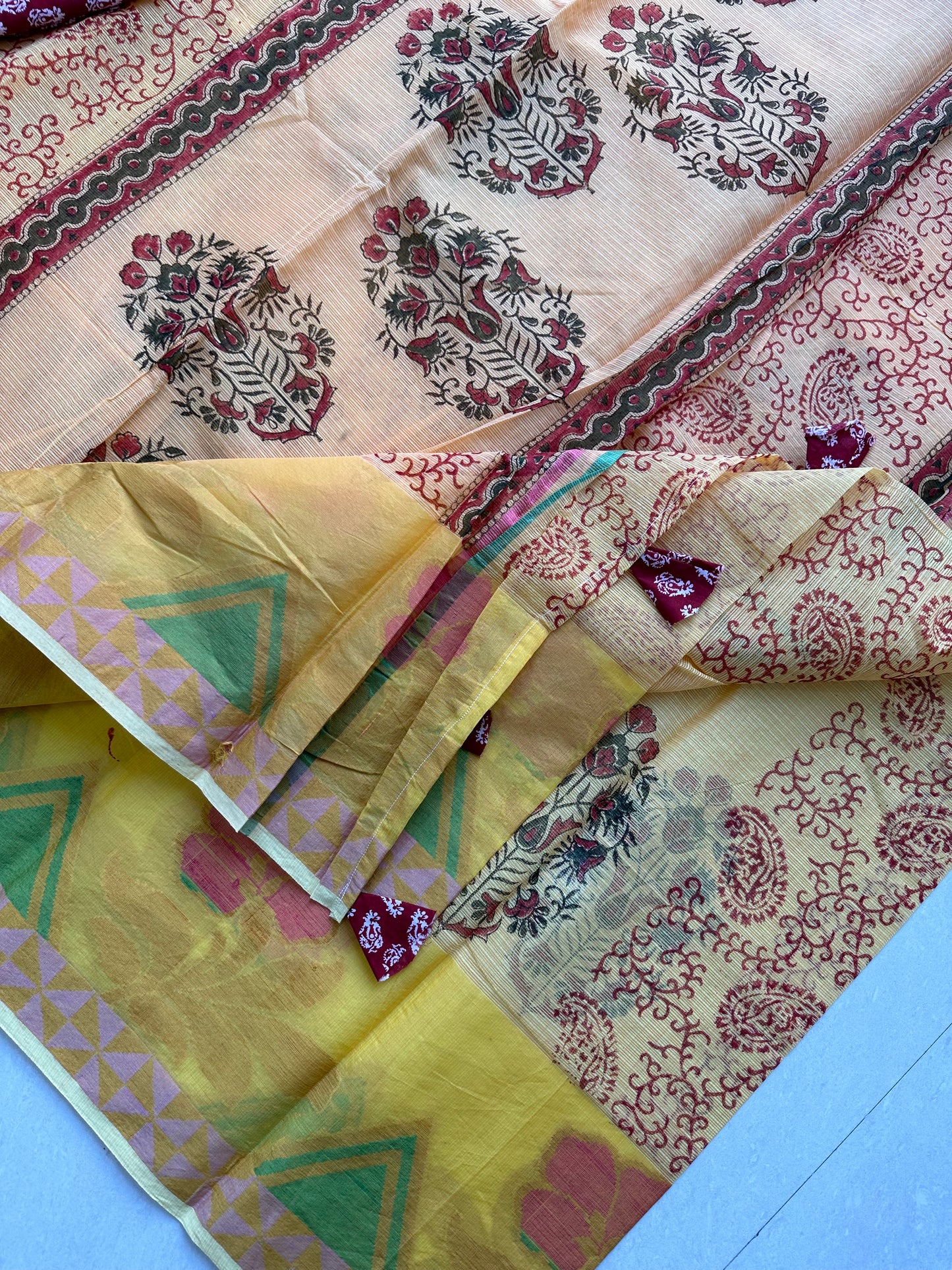 Pure HandBlock Printed Kota Cotton Doria Saree