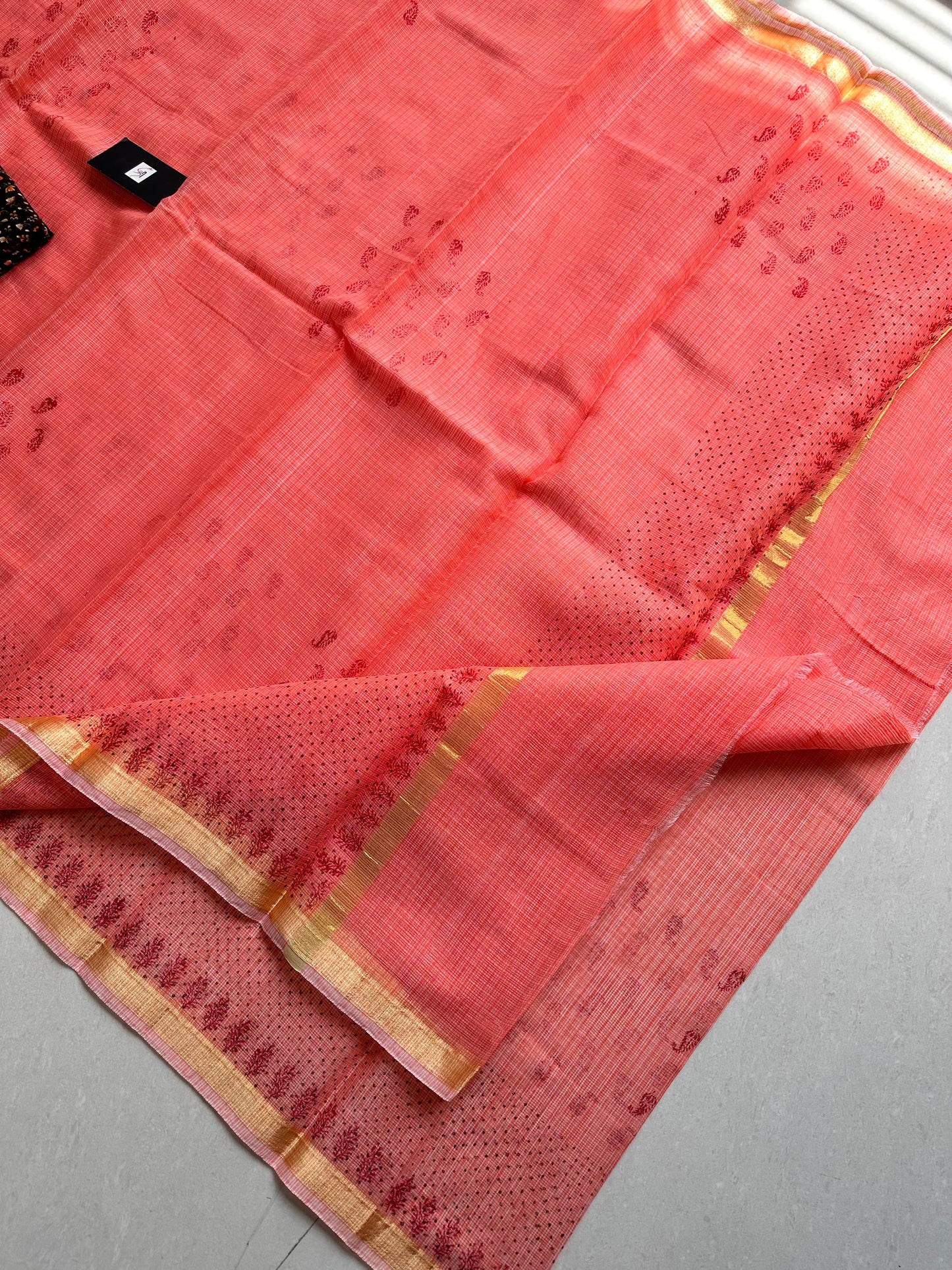 HandBlock Printed Kota Cotton Doria Saree