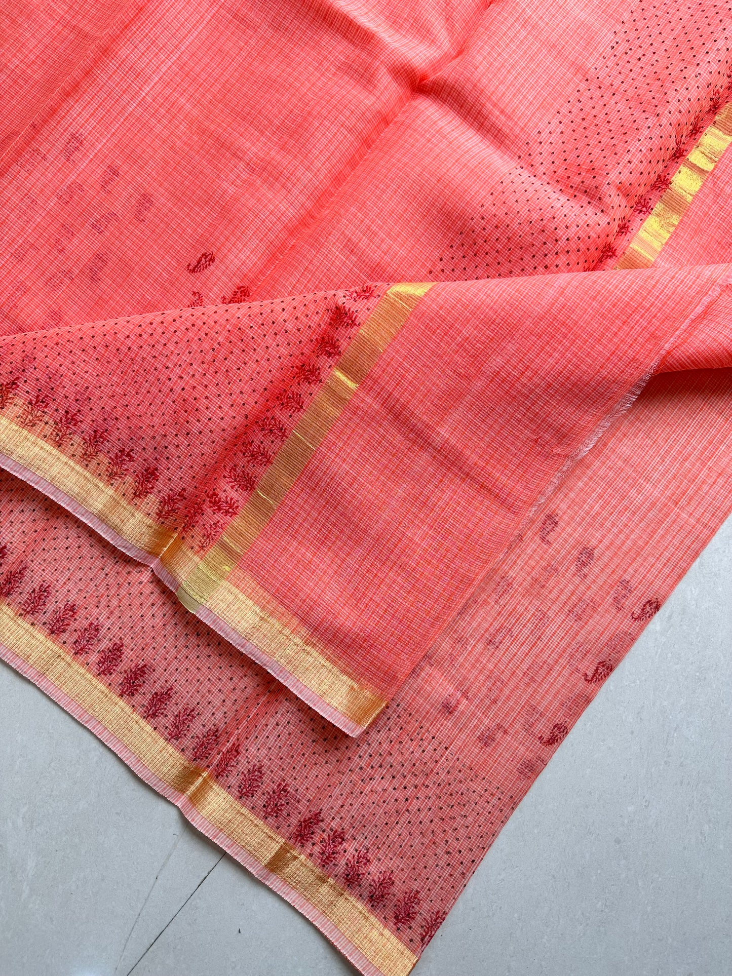 HandBlock Printed Kota Cotton Doria Saree