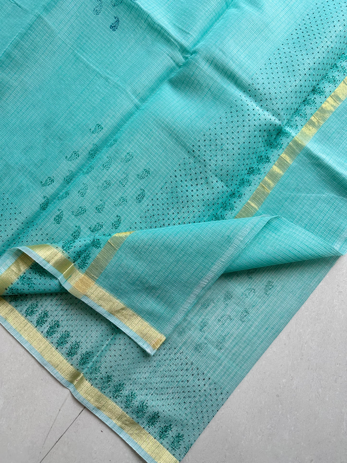 HandBlock Printed Kota Cotton Doria Saree