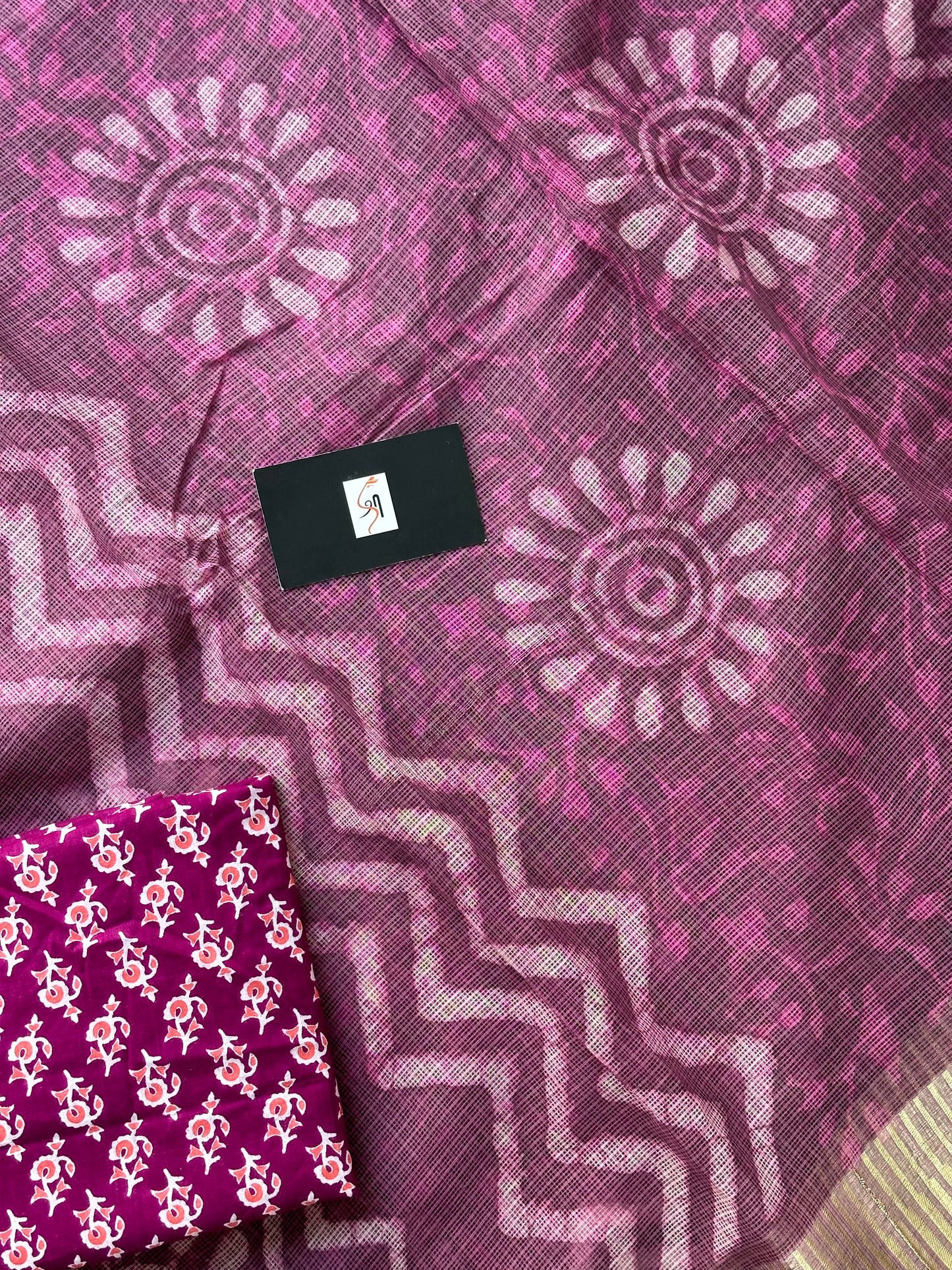 Pure HandBlock Printed Kota Cotton Doria Saree