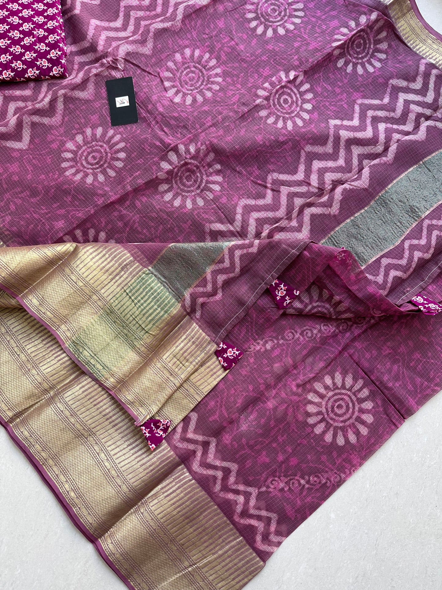 Pure HandBlock Printed Kota Cotton Doria Saree