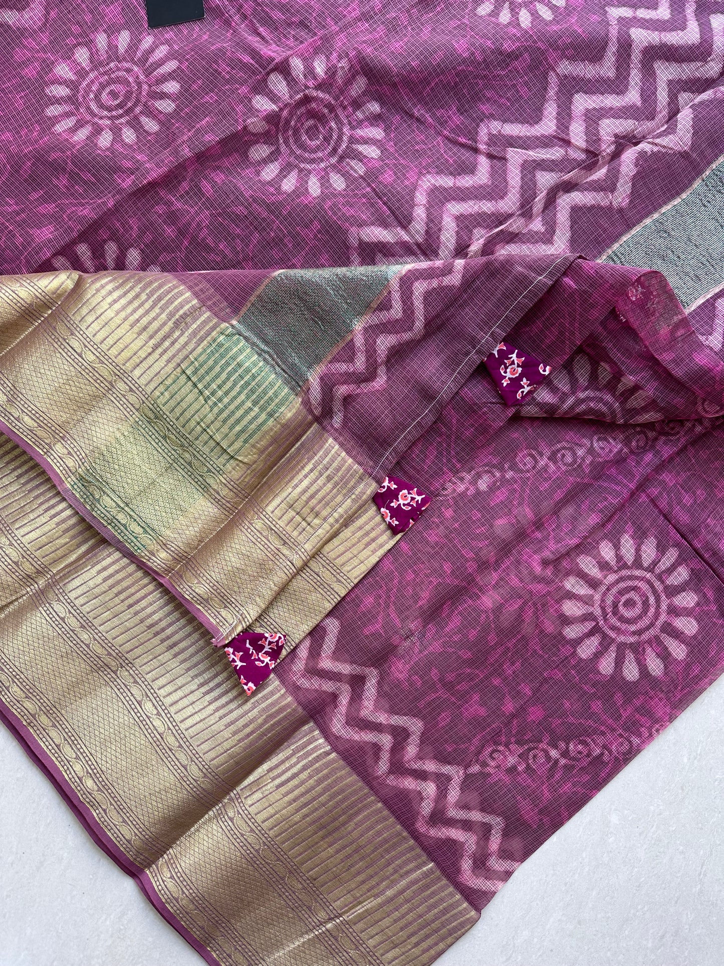 Pure HandBlock Printed Kota Cotton Doria Saree