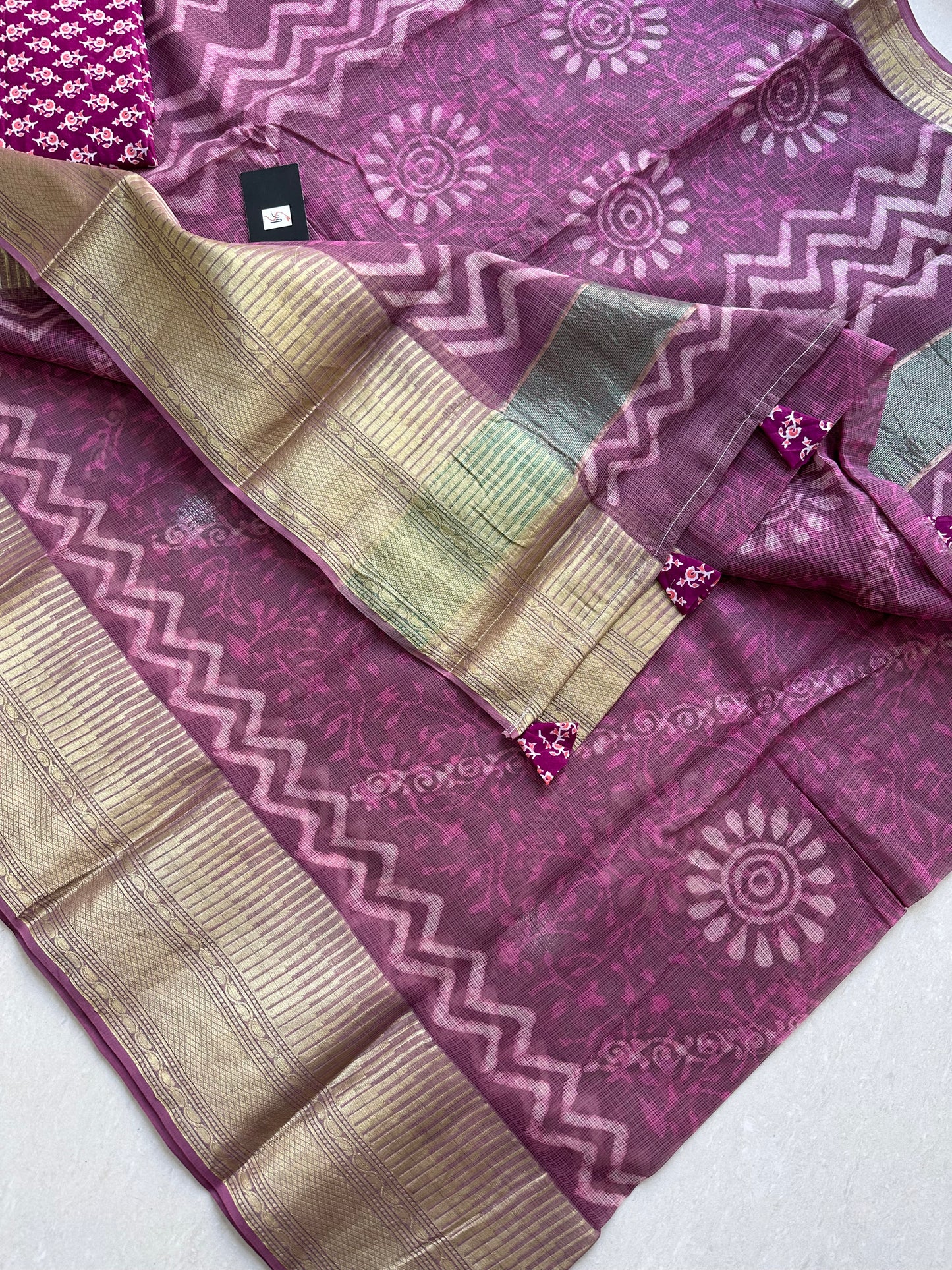 Pure HandBlock Printed Kota Cotton Doria Saree