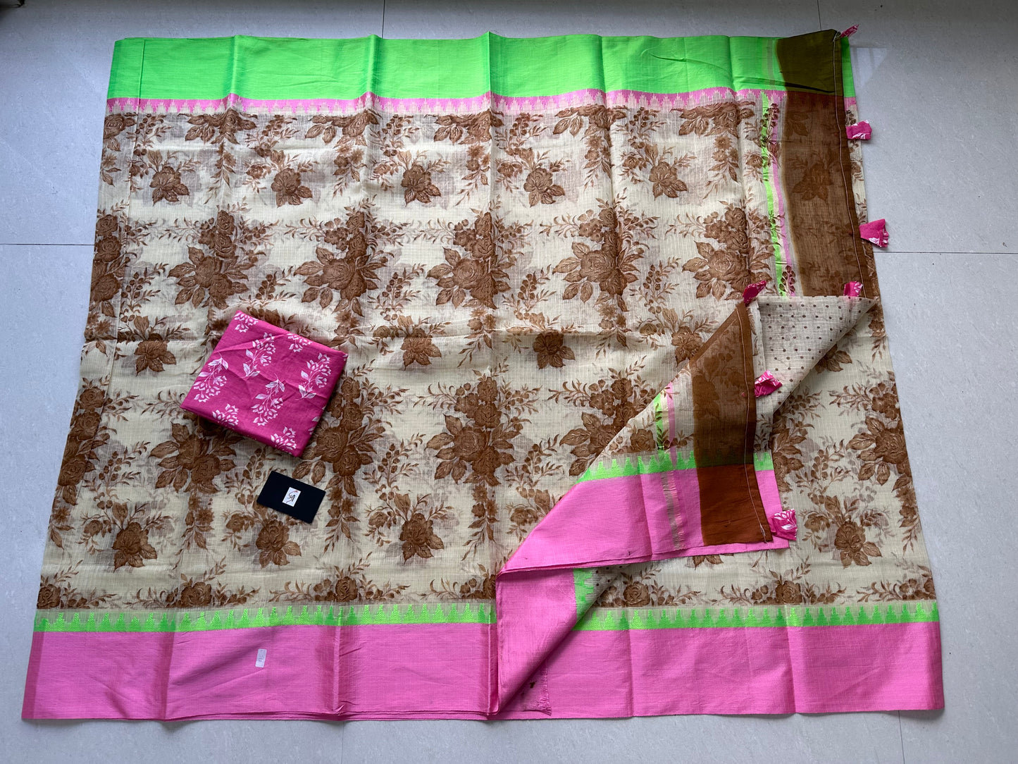 Pure HandBlock Printed Kota Cotton Doria Saree