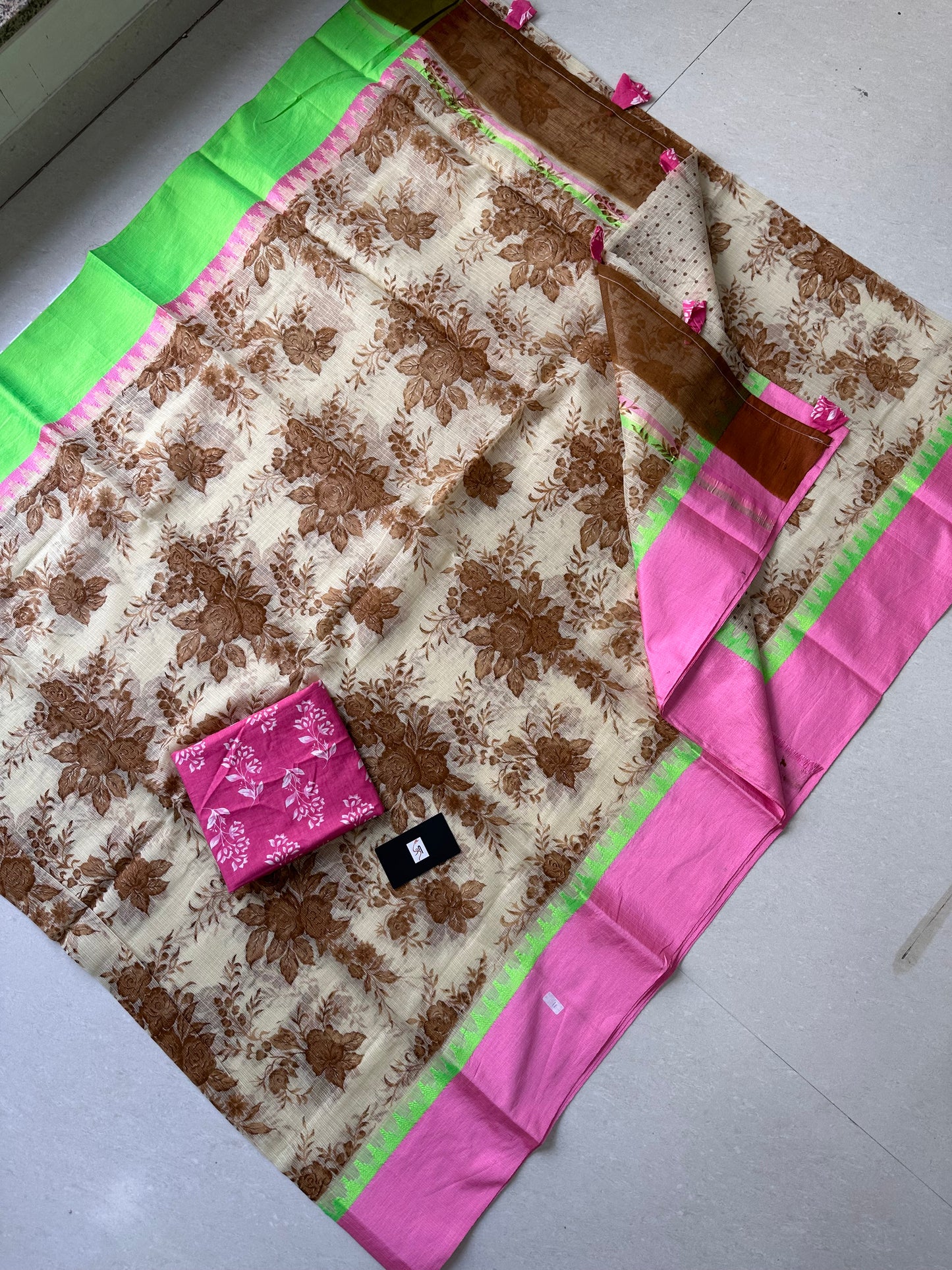 Pure HandBlock Printed Kota Cotton Doria Saree