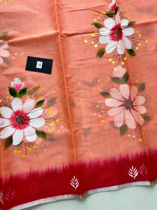 Handpainted Kota Cotton Doria Saree