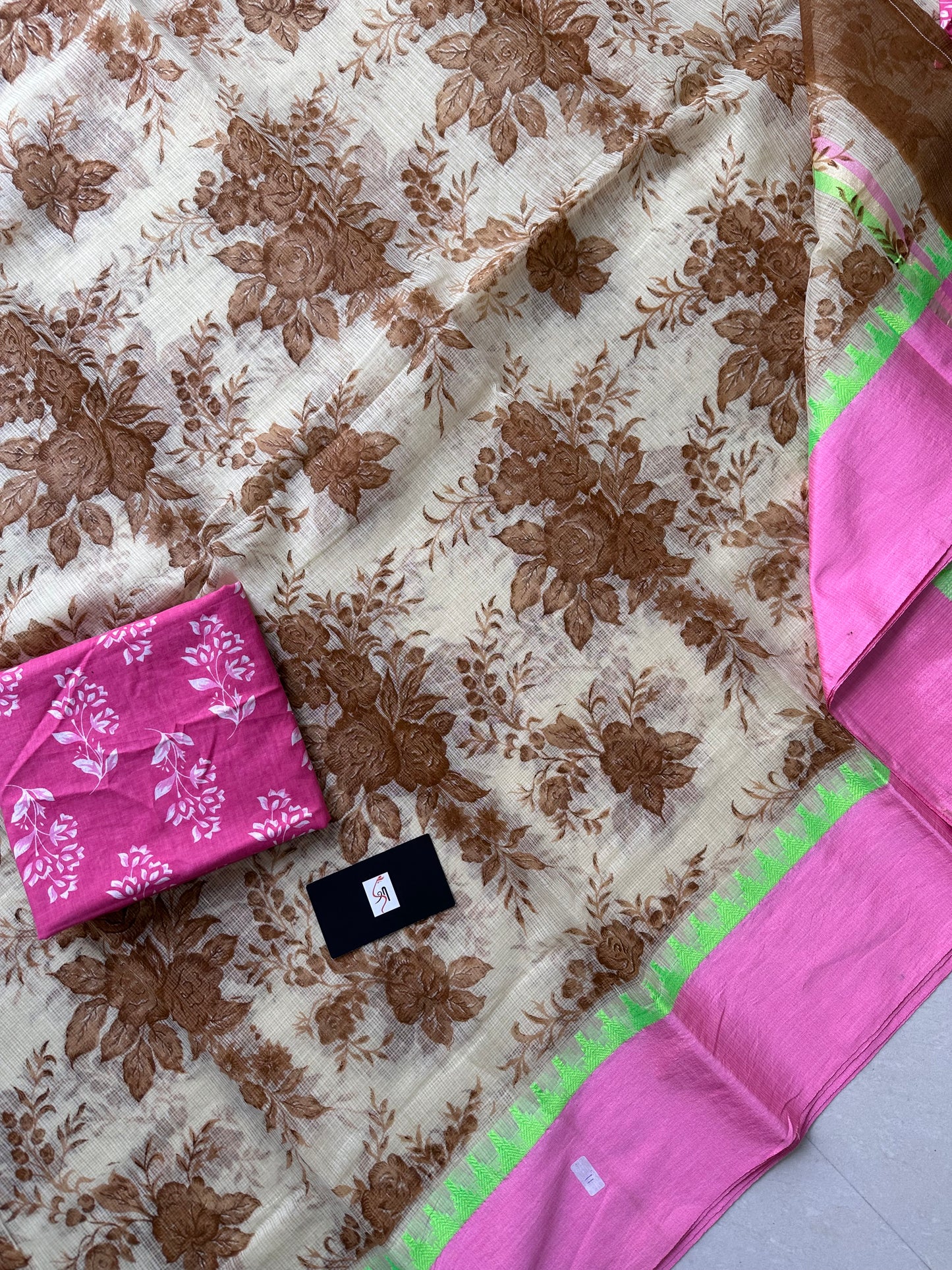 Pure HandBlock Printed Kota Cotton Doria Saree