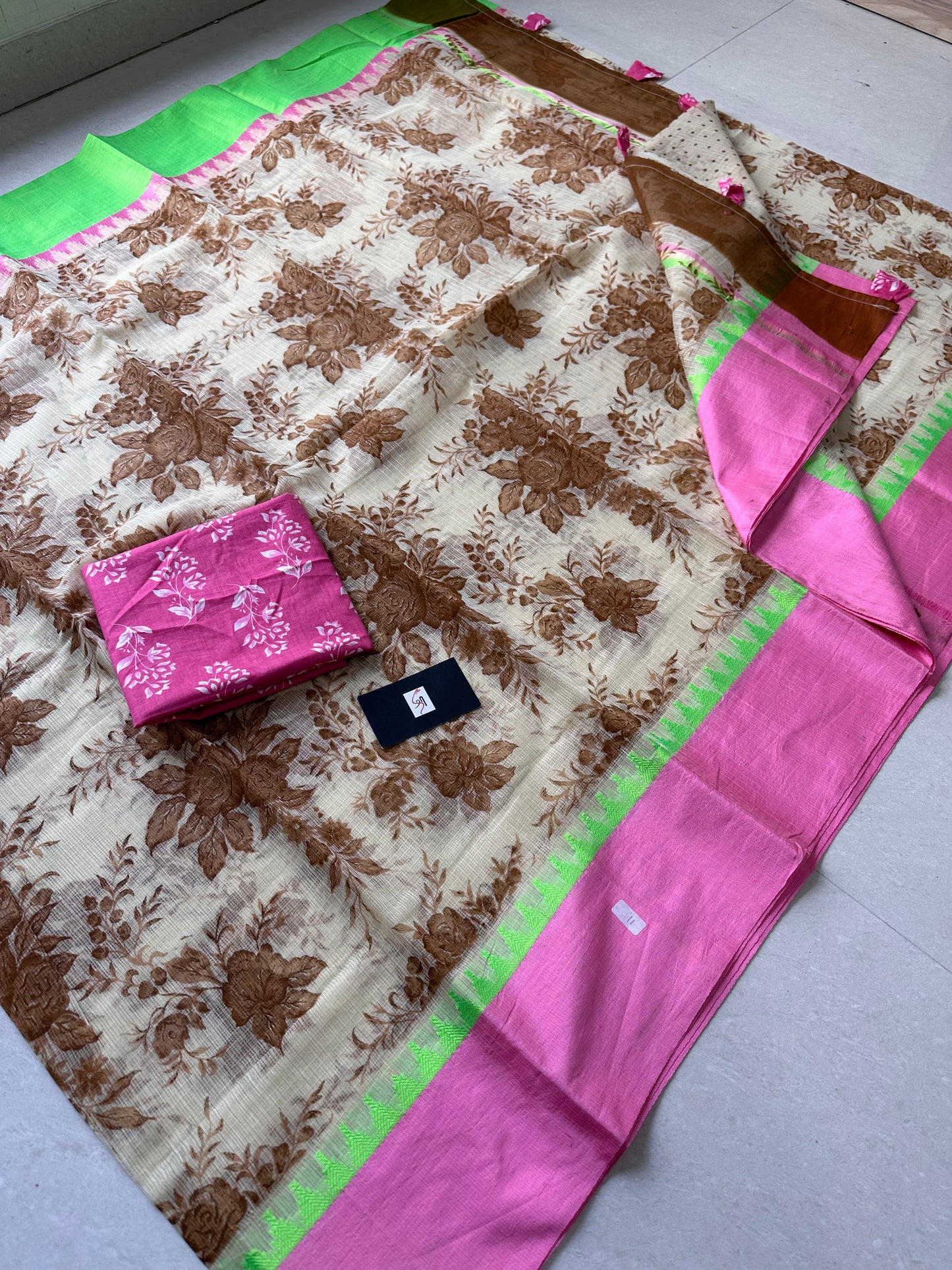 Pure HandBlock Printed Kota Cotton Doria Saree