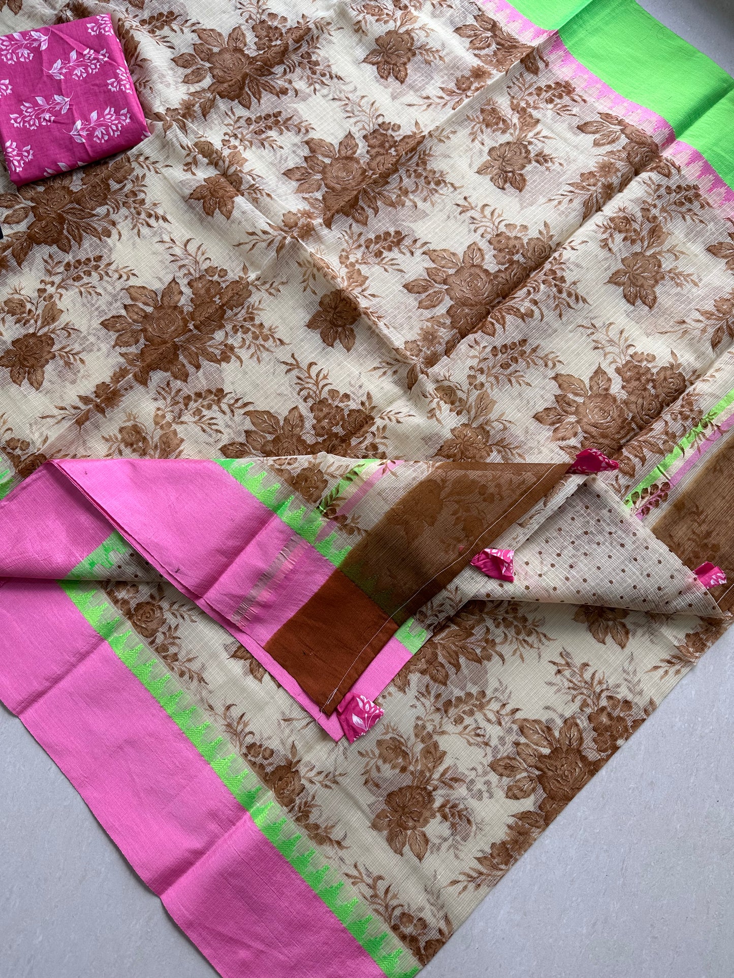 Pure HandBlock Printed Kota Cotton Doria Saree