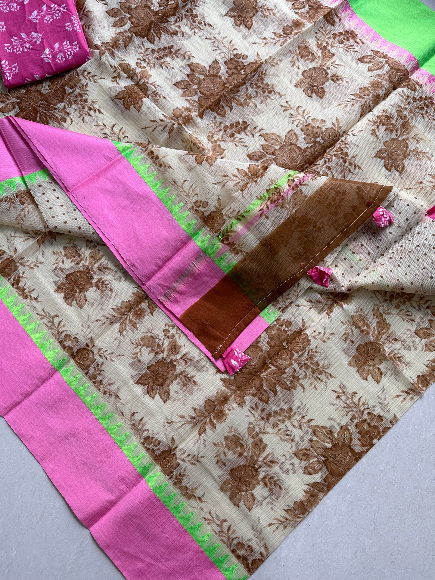 Pure HandBlock Printed Kota Cotton Doria Saree