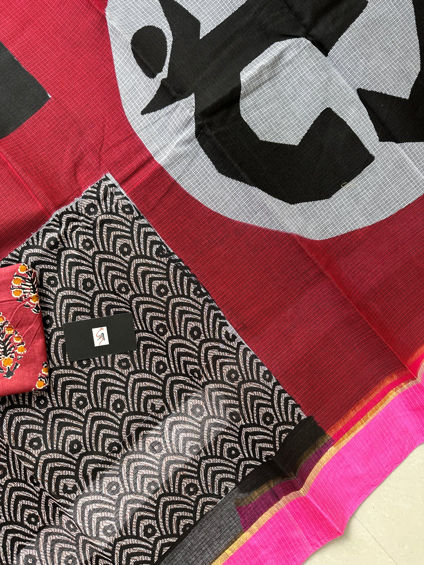 Pure HandBlock Printed Kota Cotton Doria Saree