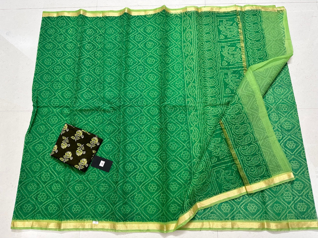 HandBlock Bandhini Printed Kota Cotton Doria Saree