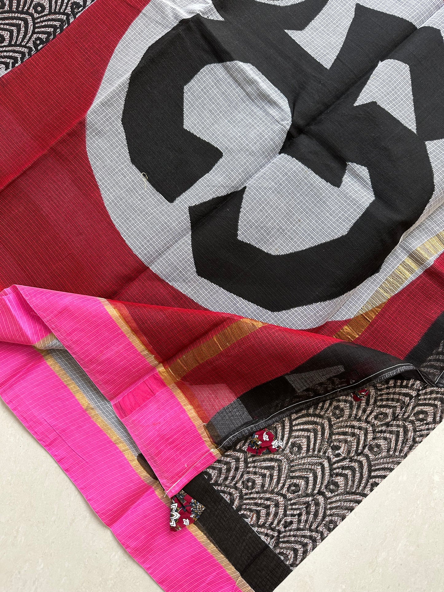 Pure HandBlock Printed Kota Cotton Doria Saree