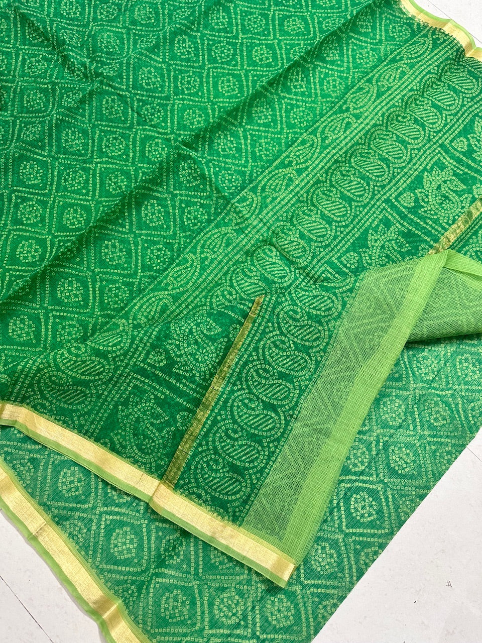 HandBlock Bandhini Printed Kota Cotton Doria Saree