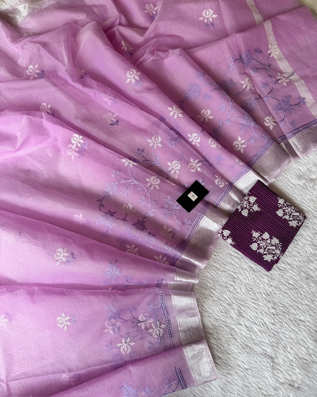 Embroidered Kota Cotton Doria Saree