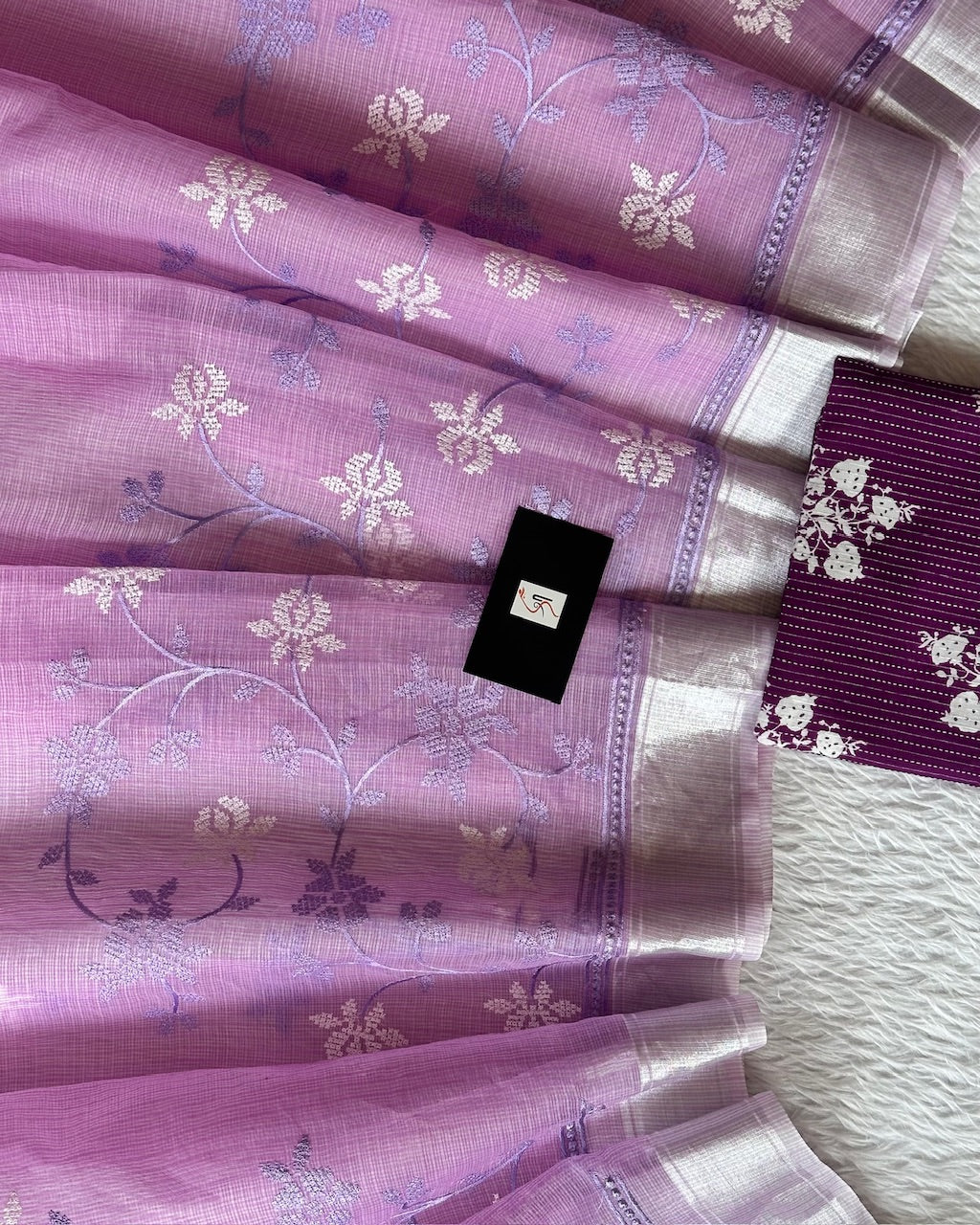 Embroidered Kota Cotton Doria Saree