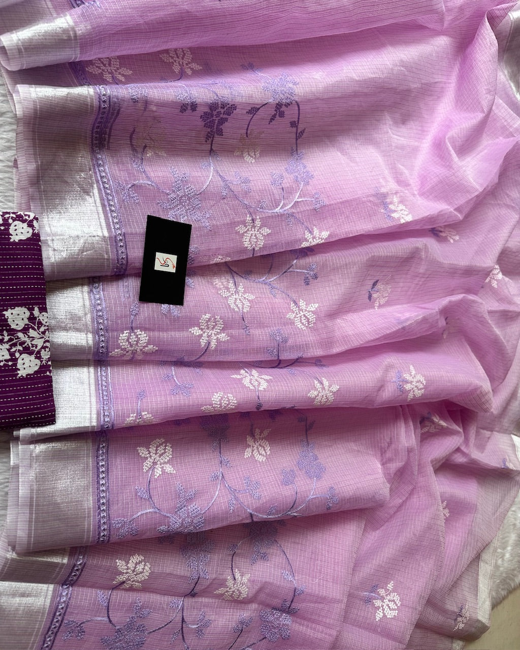 Embroidered Kota Cotton Doria Saree