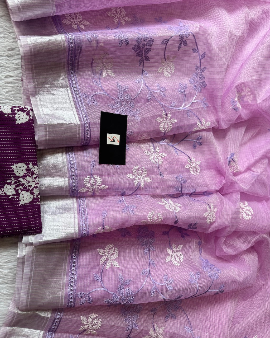 Embroidered Kota Cotton Doria Saree