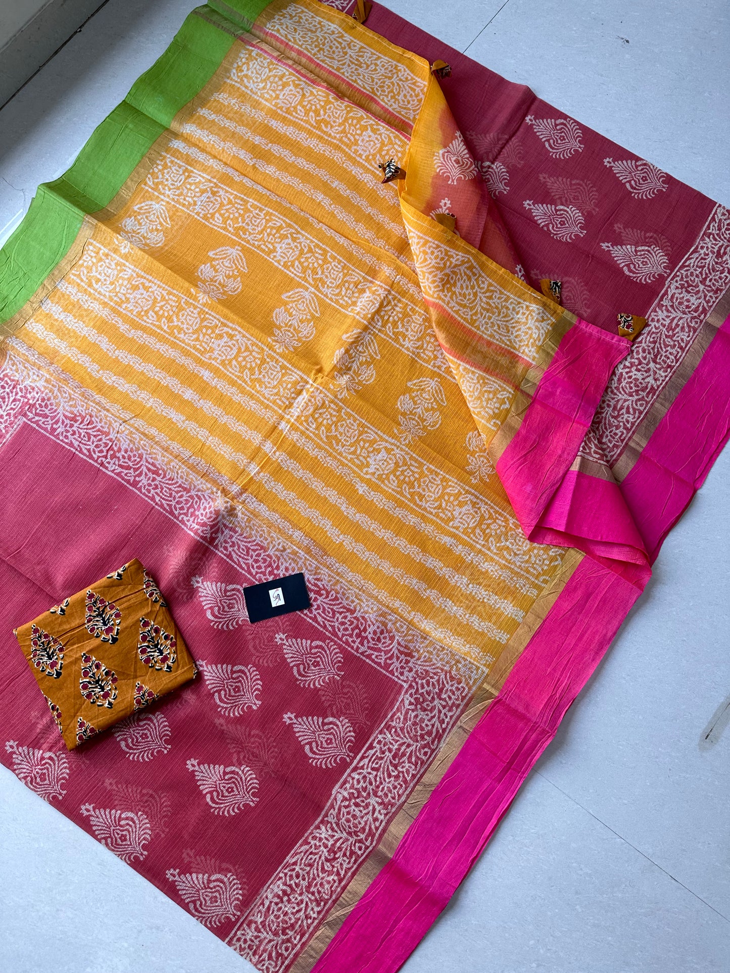 Pure HandBlock Printed Kota Cotton Doria Saree