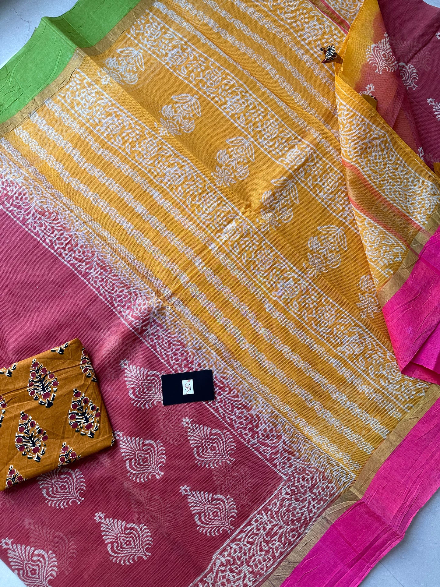 Pure HandBlock Printed Kota Cotton Doria Saree