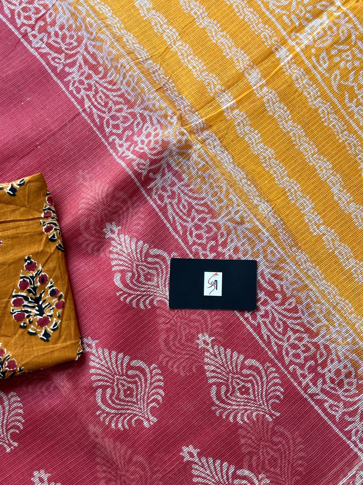 Pure HandBlock Printed Kota Cotton Doria Saree