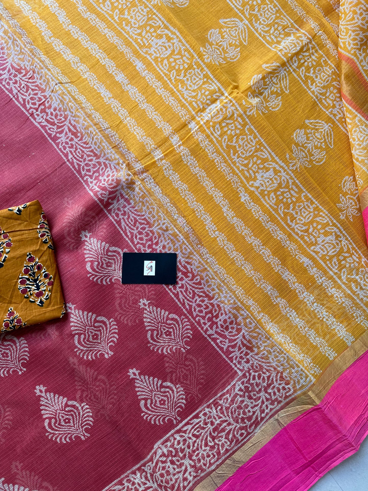 Pure HandBlock Printed Kota Cotton Doria Saree