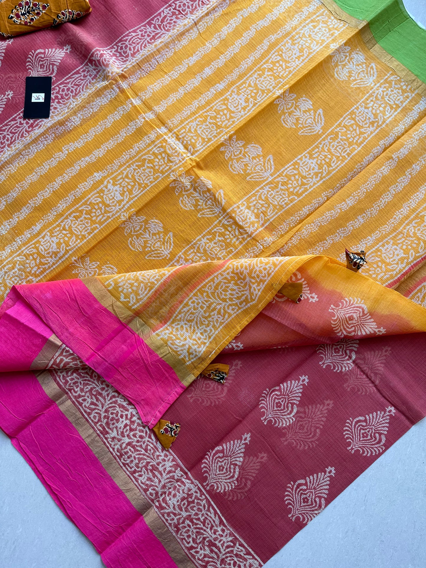 Pure HandBlock Printed Kota Cotton Doria Saree